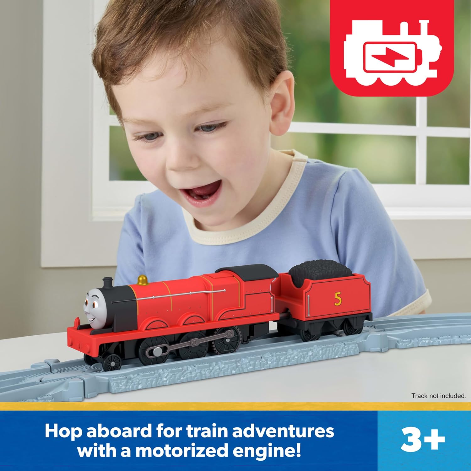 Fisher-Price Tomek i Przyjaciele Kuba lokomotywa z napędem i wagon pojazd na baterię klasyczna postać z bajki zabawka pociąg dla dzieci 3 JLL51