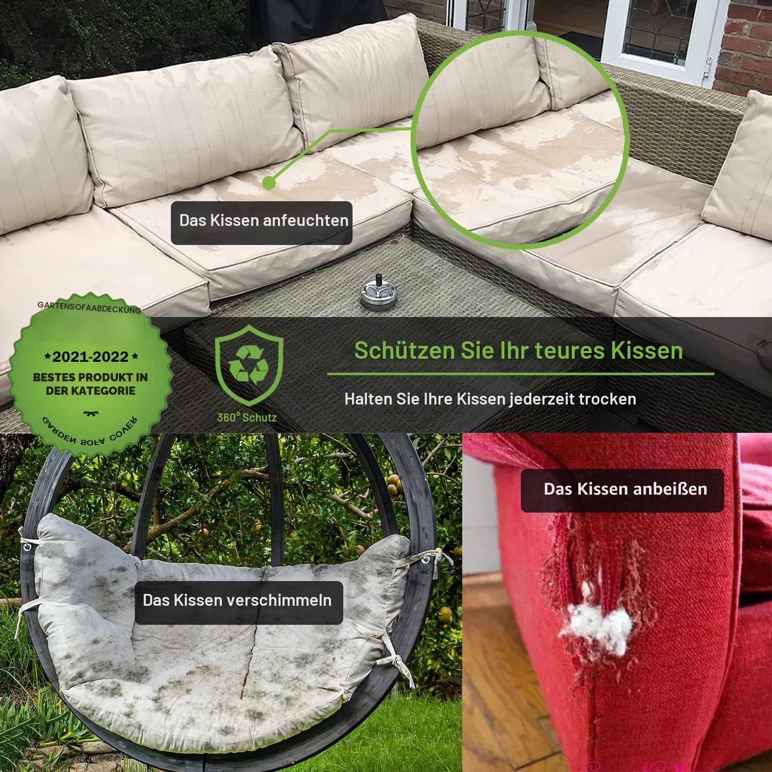 Enzeno Aufbewahrungstasche Gartenauflagen, 420D Oxford-Gewebe, wasserdicht, UV-beständig, aufbewahrung gartenpolster, Aufbewahrungstasche für Weihnachtsbaume (125 x 40 x 55 cm)