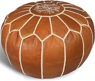 MARRAKESH STYLE Comfortable Leather Ottoman Pouf - Handmade Unstuffed Mo...