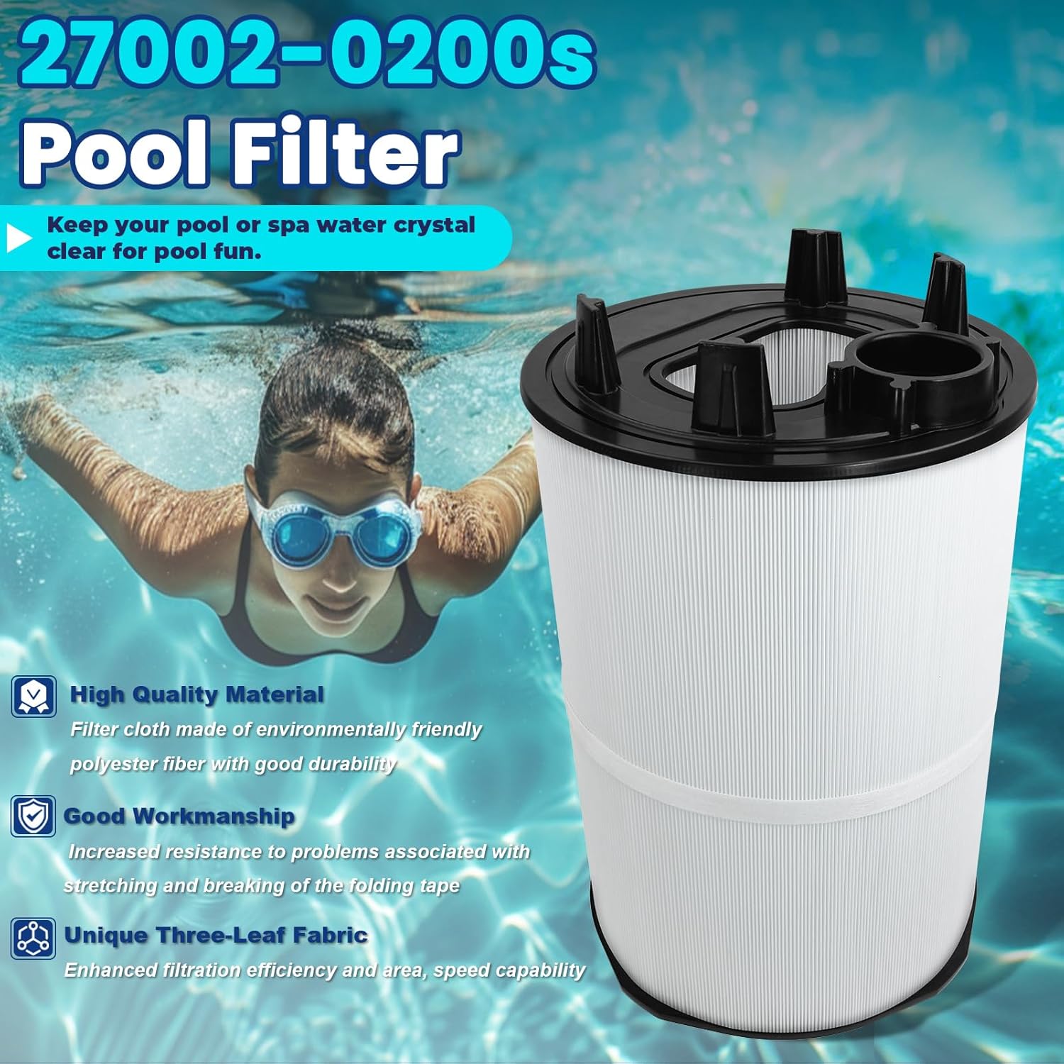 27002-0200S Pool Filter Cartridges, Compatible with Sta-Rite 27002-0200S System 2 PLM200 Modular Media Pool and Spa D.E.Filter, with 24800-0121 Air Bleed Assembly, 200 sq. Ft