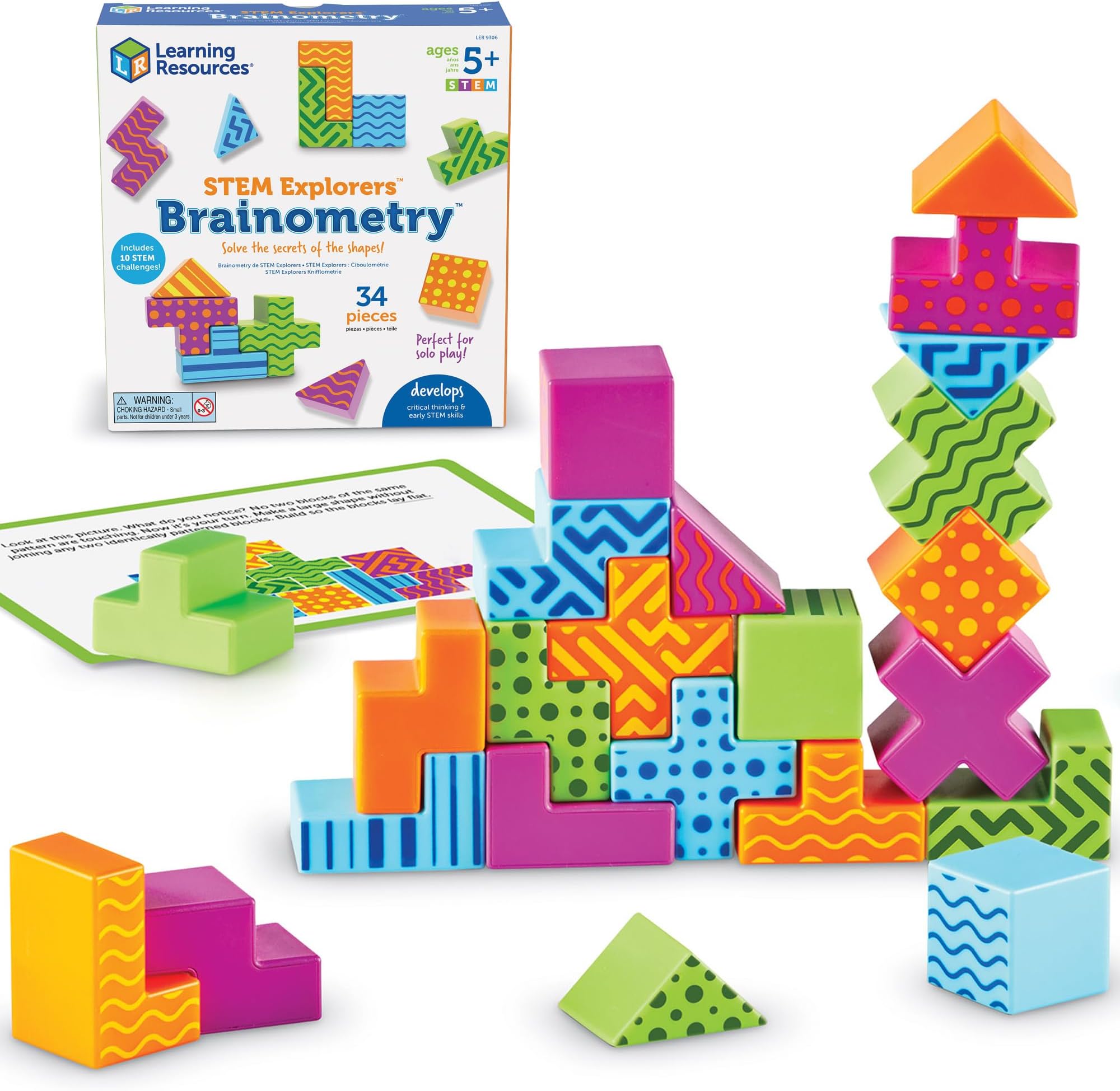 STEM Explorers Brainometry - 34 Pieces, Ages 5+ STEM Toys for Kids, Brain Teaser Toys and Games, Kindergarten Games