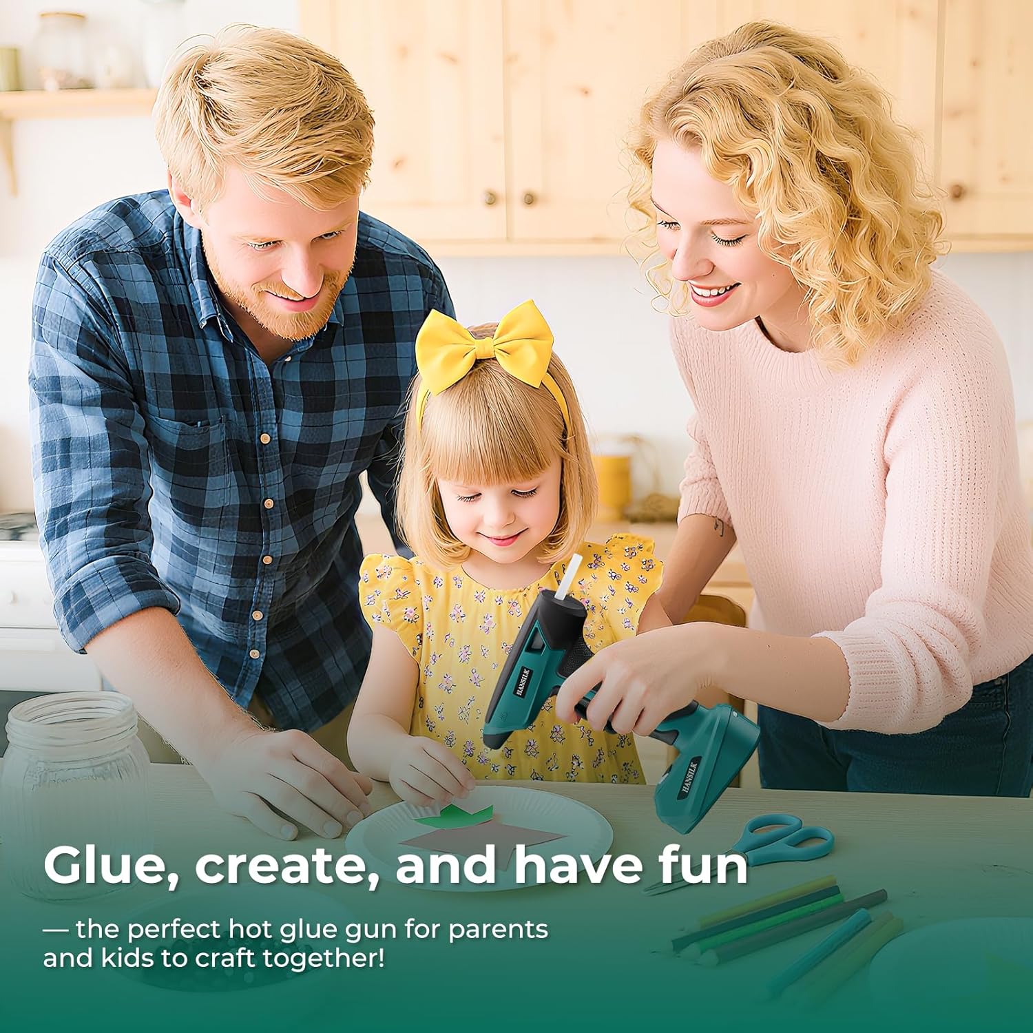 HANSILK 2000mAh Cordless Hot Glue Gun - with 30 Glue Sticks 7 mm Rechargeable Hot Glue Gun Type-C Fast Heats up to 15s, Ideal for DIY, Repairs, Crafts and DIY at Home