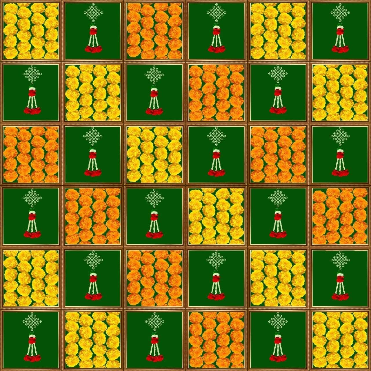 Pooja Backdrop Decoration Cloth, Size 5x8 feet (Cloth 37) Background