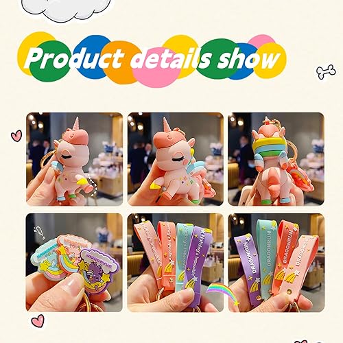 Miniatura 5 de BEXOA Lindo llavero kawaii anime, accesorios de unicornio para bolso de mano, llavero de dibujos animados para niños, niñas y mujeres