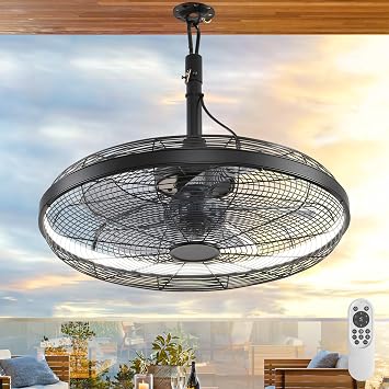 AHAWILL Outdoor Ceiling Fans with Lights Black