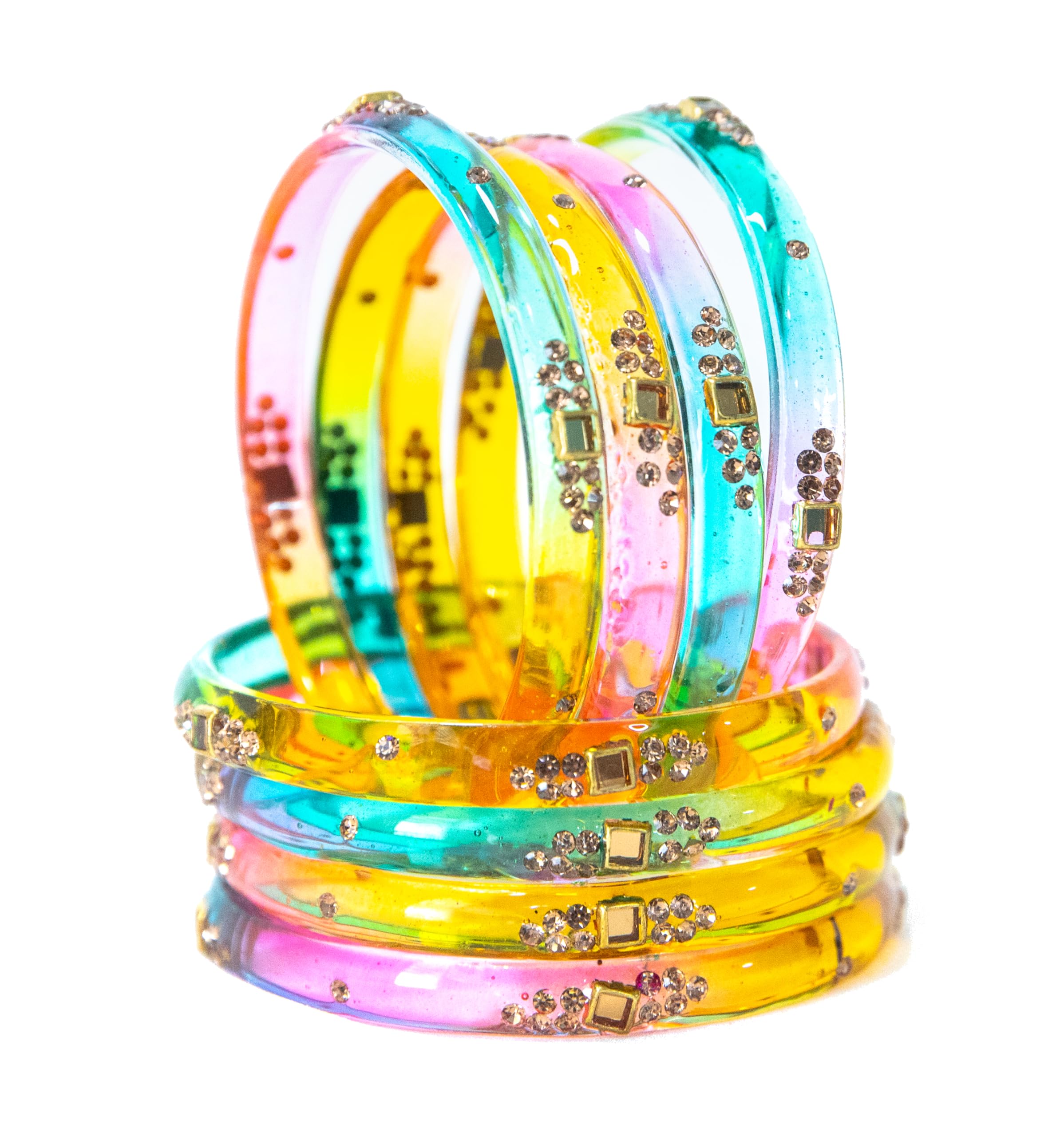 swara creations Multicolor Glass Bangles set for Women/Zirconia stonework bangles/glossy finish perfect for festival wedding occassions(8Pcs)(SKU273)-picture-32