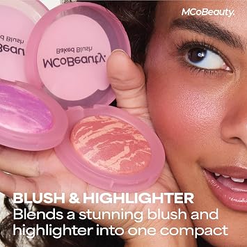 MCoBeauty Baked Highlighting Powder Blush - Cool Pink
