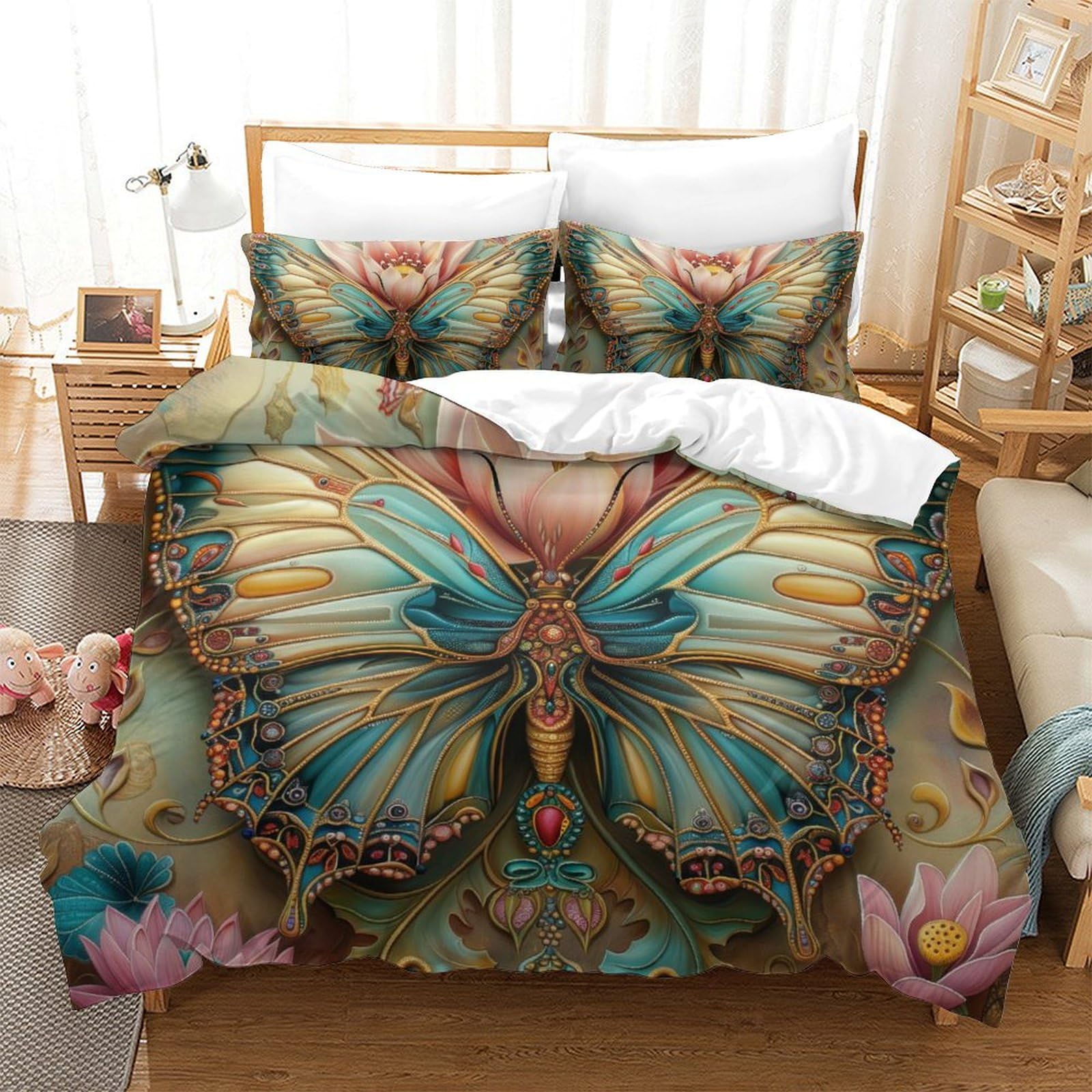 Housse de couette papillons 3D en microfibre pour créer un cocon magique dans la chambre d'ado