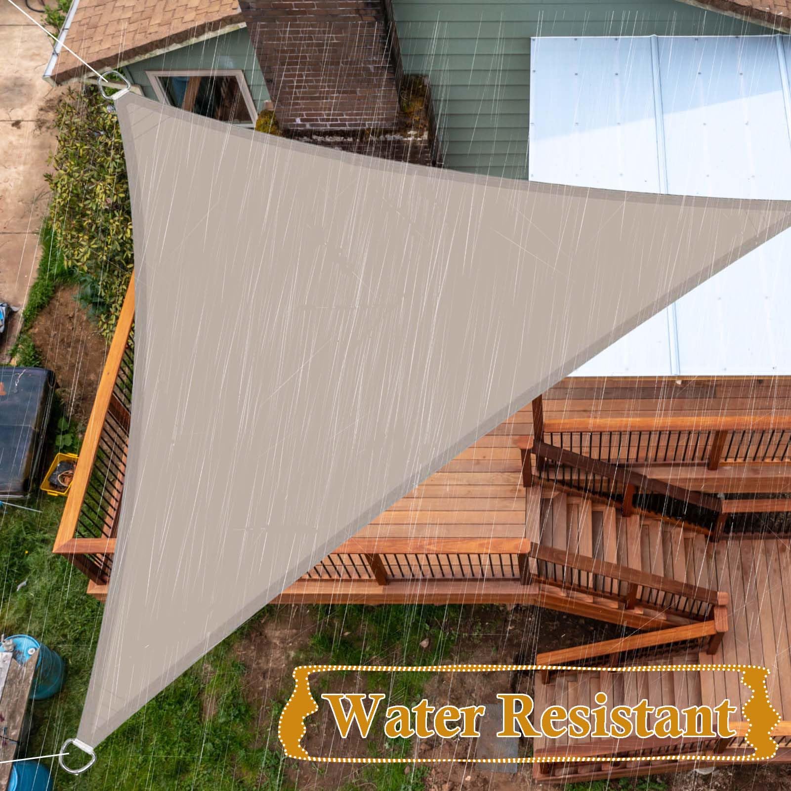 Tenda parasole triangolare, 50 x 50 x 6 m, impermeabile, blocco UV, 95% resistente, copertura per patio, giardino, piscina, protezione solare