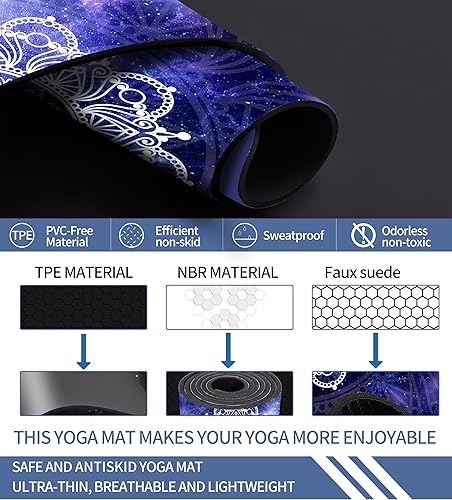 Miniatura 6 de Cifupy Alfombrilla de yoga antideslizante de doble cara respetuosa con el medio ambiente, tapete de ejercicio de TPE con correa de transporte y