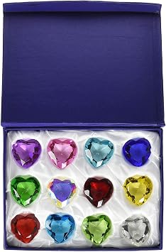 Heart Diamond Jewel Paperweight Cut Box Set 12pcs #40mm