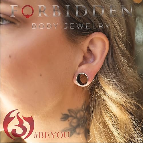 Miniatura 3 de Forbidden Body Jewelry Calibres de oreja, túneles de oreja, túneles para orejas, aretes de acero quirúrgico de 12G-2 pulgadas, acabado de espejo,