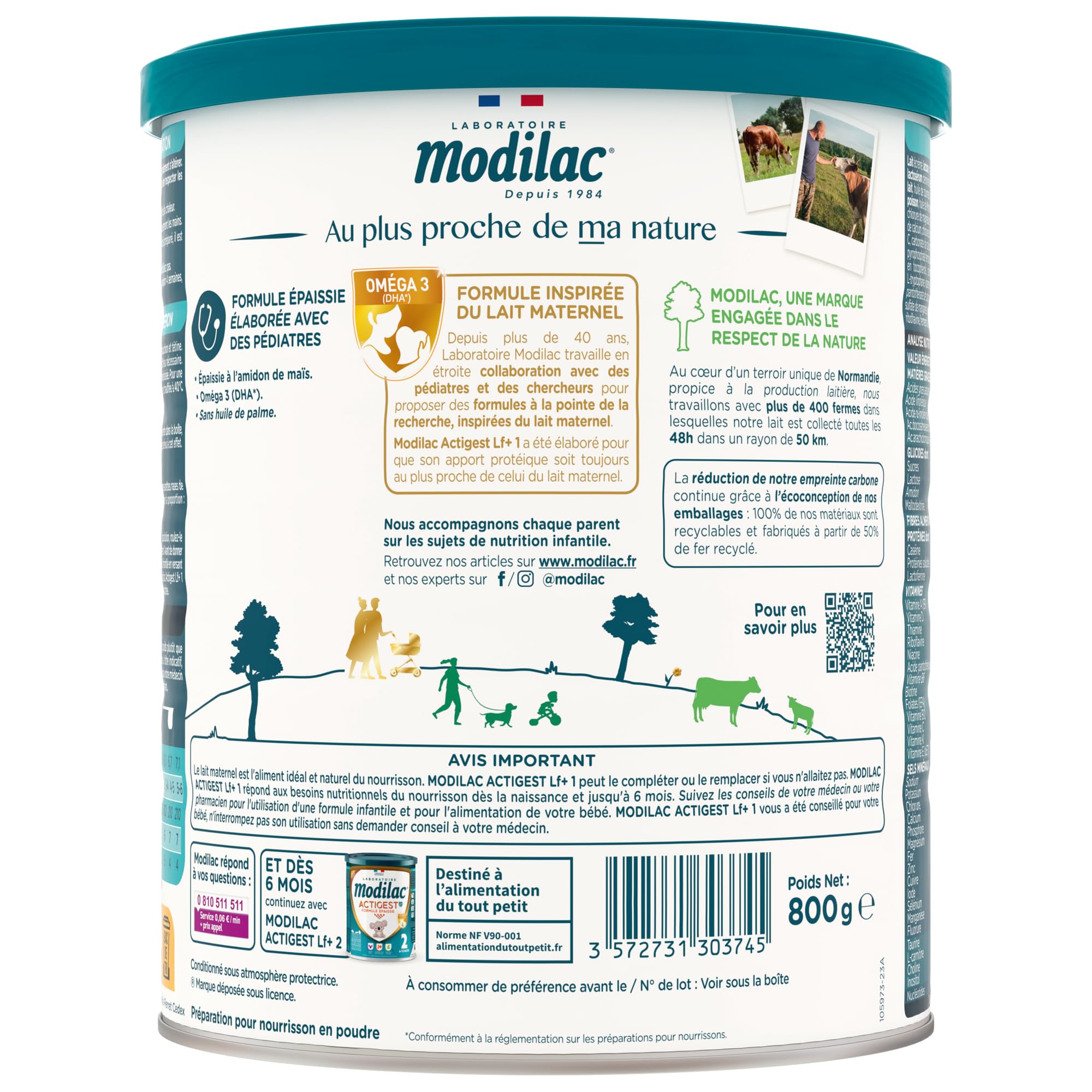 Modilac Actigest Lf+ 1 – Formule - Fabriqué en France - Sans Huile de Palme – Pack de 800g