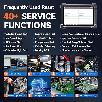 ANCEL X7HD 10.1'' Heavy Duty Truck Scanner, Semi Trucks Full System Diagnostic Tool, Bidirectional Diesel Scan Tool with DPF, ECU Coding, 40+ Reset for Cummins, Detroit, Caterpillar, Volvo, Paccar etc