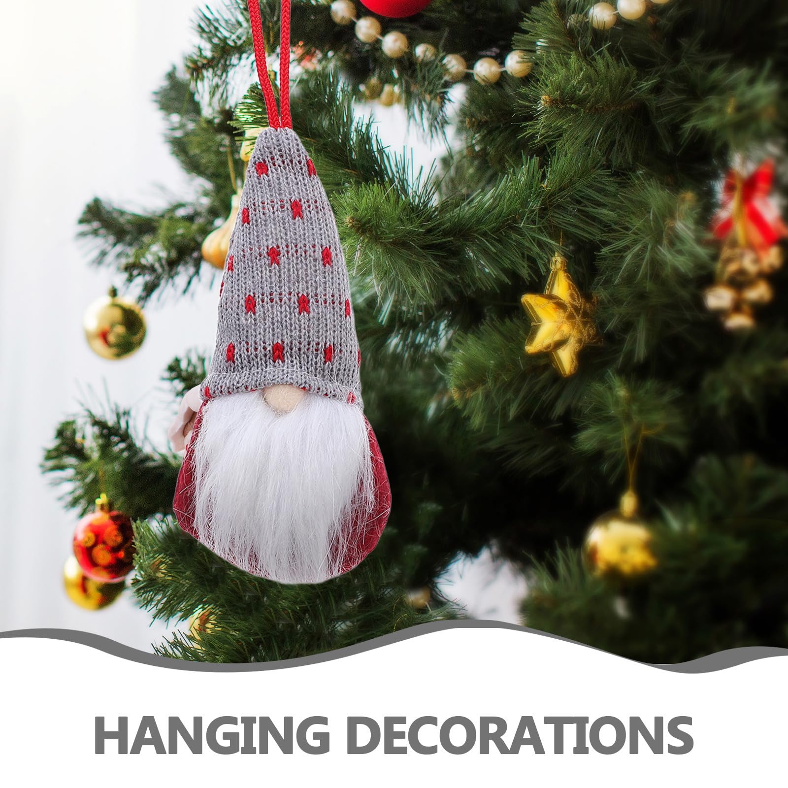 NUOBESTY 8 Stück Weihnachtsbaum-Hängegnome - Mini-Zwerg-Ornamente, skandinavischer Weihnachtsmann, Weihnachtsdekoration für Wände, Treppen, Kaminsims, Fenster