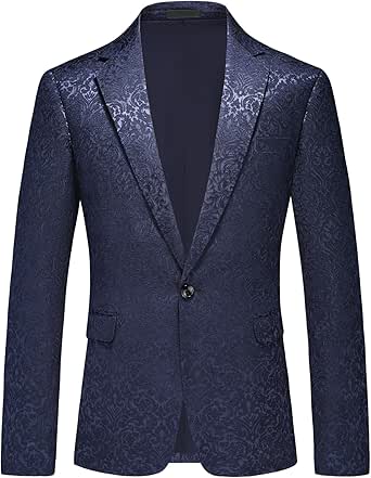 Allthemen Heren Casual Blazer Paisley Jacquard Pak Jassen Slim Fit Bloemenprint Stijlvolle Blazer Jassen Chique Jassen, Zwart, XL