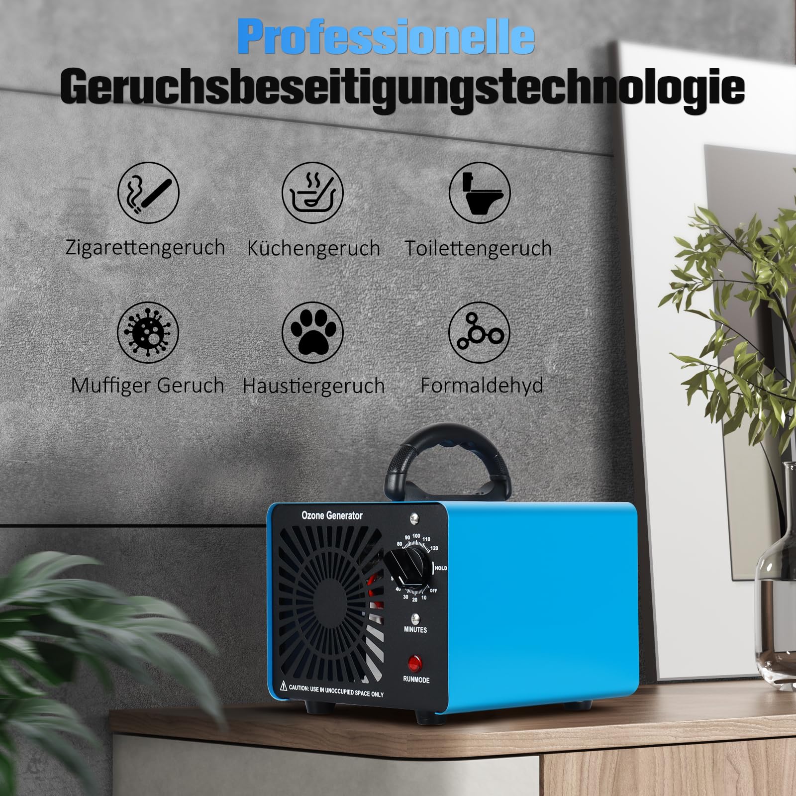 Ozongenerator 75000mg/H,GMGXX Ozon Luftreiniger Ozongerät bis zu 400㎡,120-Minuten-Timer,O3 Ozonisator für Auto Garagen Wohnung Hotels Küche und Haustiere,Reinigen Gerüche/Verschmutzung, OG-75