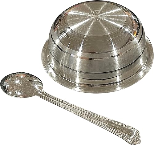 Miniatura 4 de Juego de cuencos y cucharas de plata pura 999 de 3.75 pulgadas, juego #01 de 3.75 pulgadas
