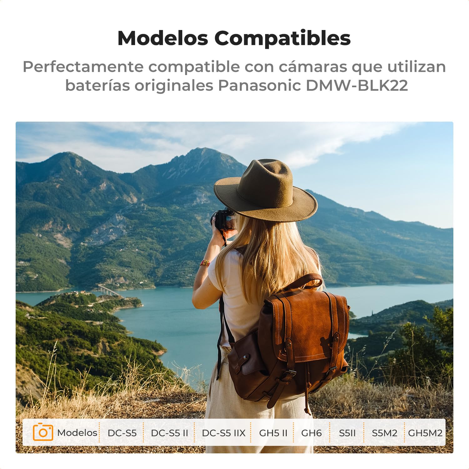 K&F CONCEPT DMW-BLK22 Batería de Repuesto 2-Pack con Cargador LCD Dual Slot, Compatible con Panasonic Lumix DC-S5 DC-S5 II DC-S5 IIX GH5 II GH6 S5II S5M2 GH5M2