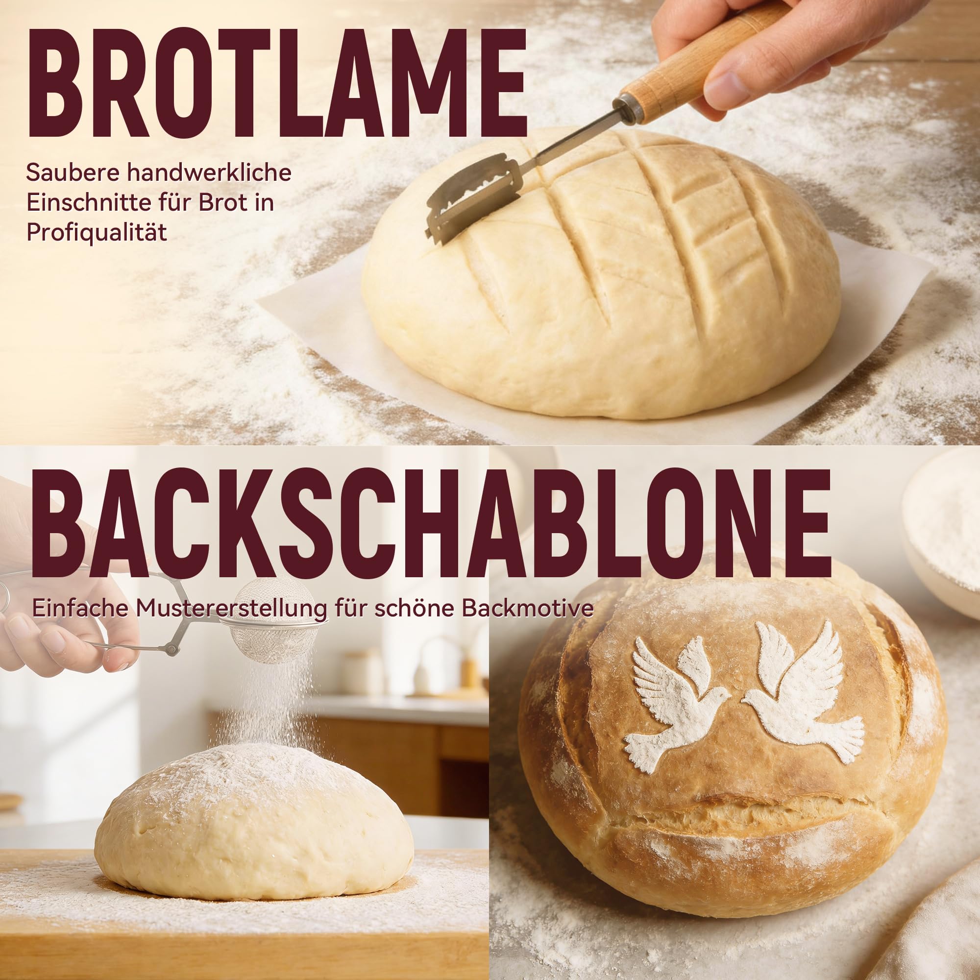 Brot Gärkorb Sauerteig Starter Set,25 cm & 23 cm Proofing Basket Bread Baking with Sourdough Starter Glass, Bread Baking Starter Set Large Gift for Beginners, Bakers (Pink)