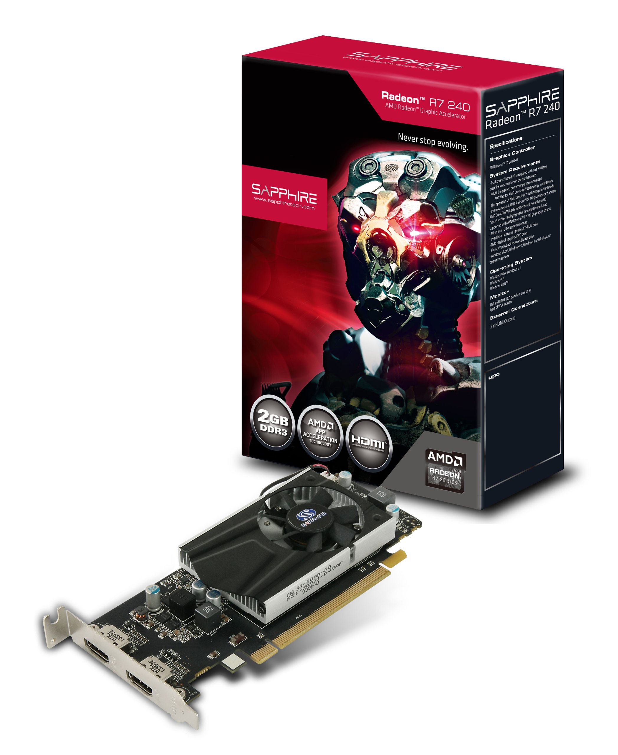 Amazon | Sapphire Radeon r7 240 2 GB ddr3デュアルHDMI Low Profile