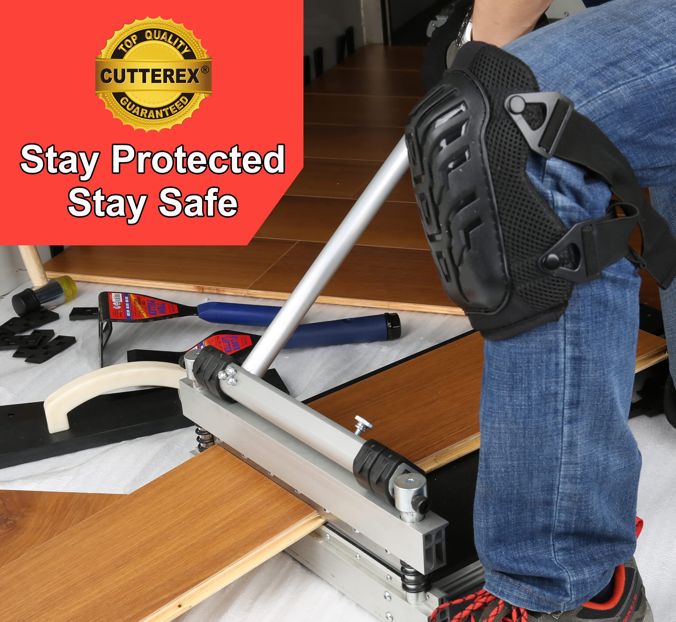 CUTTEREX FLAT - Rodilleras para todos los trabajos de rodillas, almohadillas profesionales para rodillas, resistentes y con diseño de protección para pisos, jardinería, cómodas y duraderas,