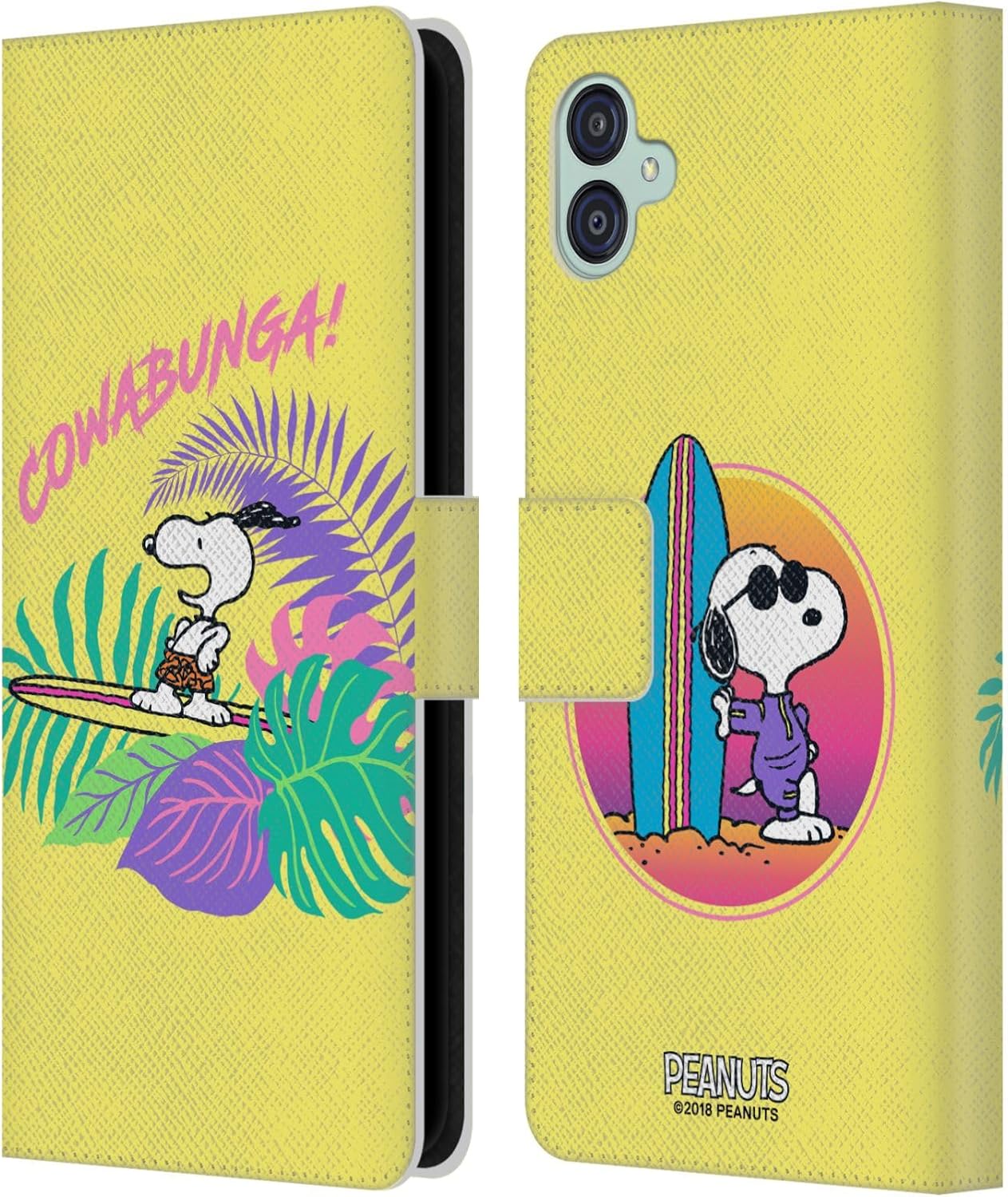 Head Case Designs Officially Licensed Peanuts Cowabunga! Snoopy Aloha Disco Leather Wallet Case Compatible with Samsung Galaxy M04 5G / A04e