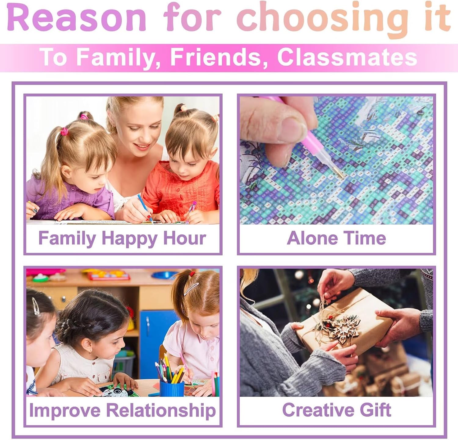 Snuqevc 5D Diamond Painting Kits Angel Girl Reading, Canvas DIY Gemstone Digital Oil Painting Crafts, for Room Decor Christmas Decor, Gifts for Friends (20x20inch)