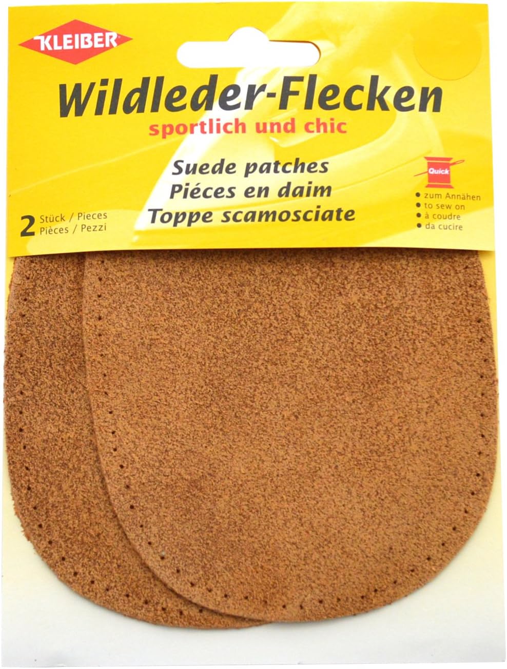 Kleiber 12 x 10 cm Oval Suede Leather Patches, 1 Pair, Brown