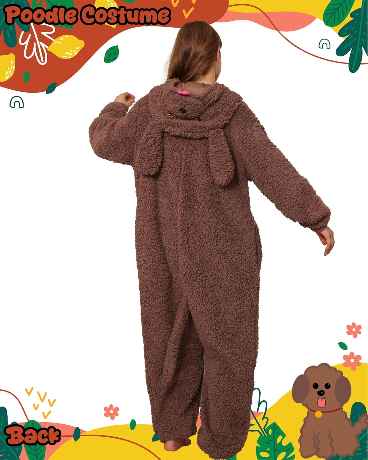 Unisex Poodle Dog Onesie Pajamas Cute Puppy Dog Costume Adult Halloween Animal Cosplay Costume Sleepwear Homewear - Image 2