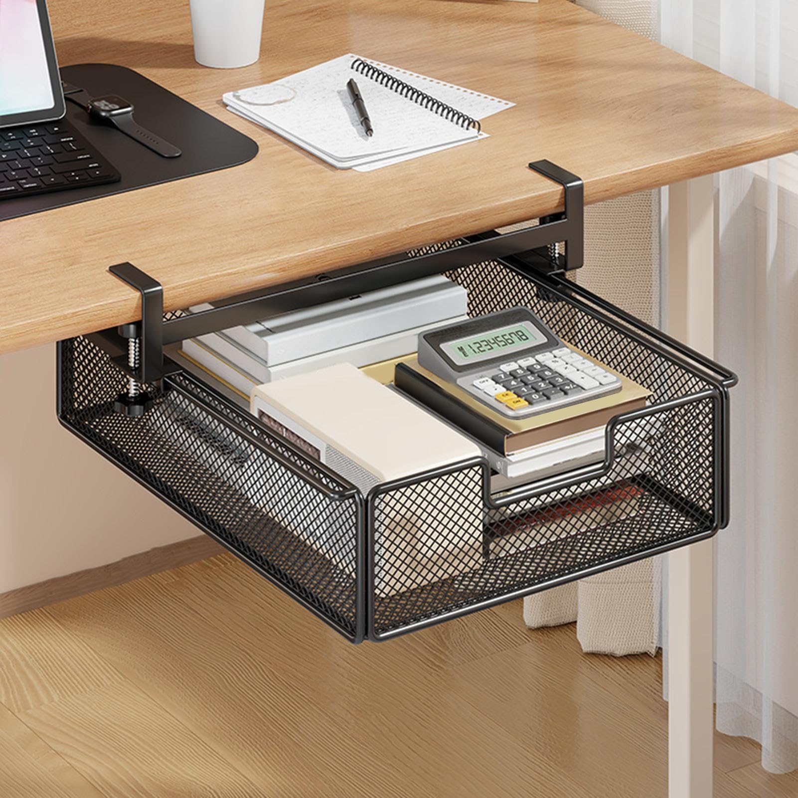 Cassetto Portaoggetti Sotto Scrivania Mensola Organizer Estraibile Senza | Contenitore Organizer Sottotavolo Per Proprietari Affittuari Freelancer Gamer Studenti Home Office Appartamento Labo