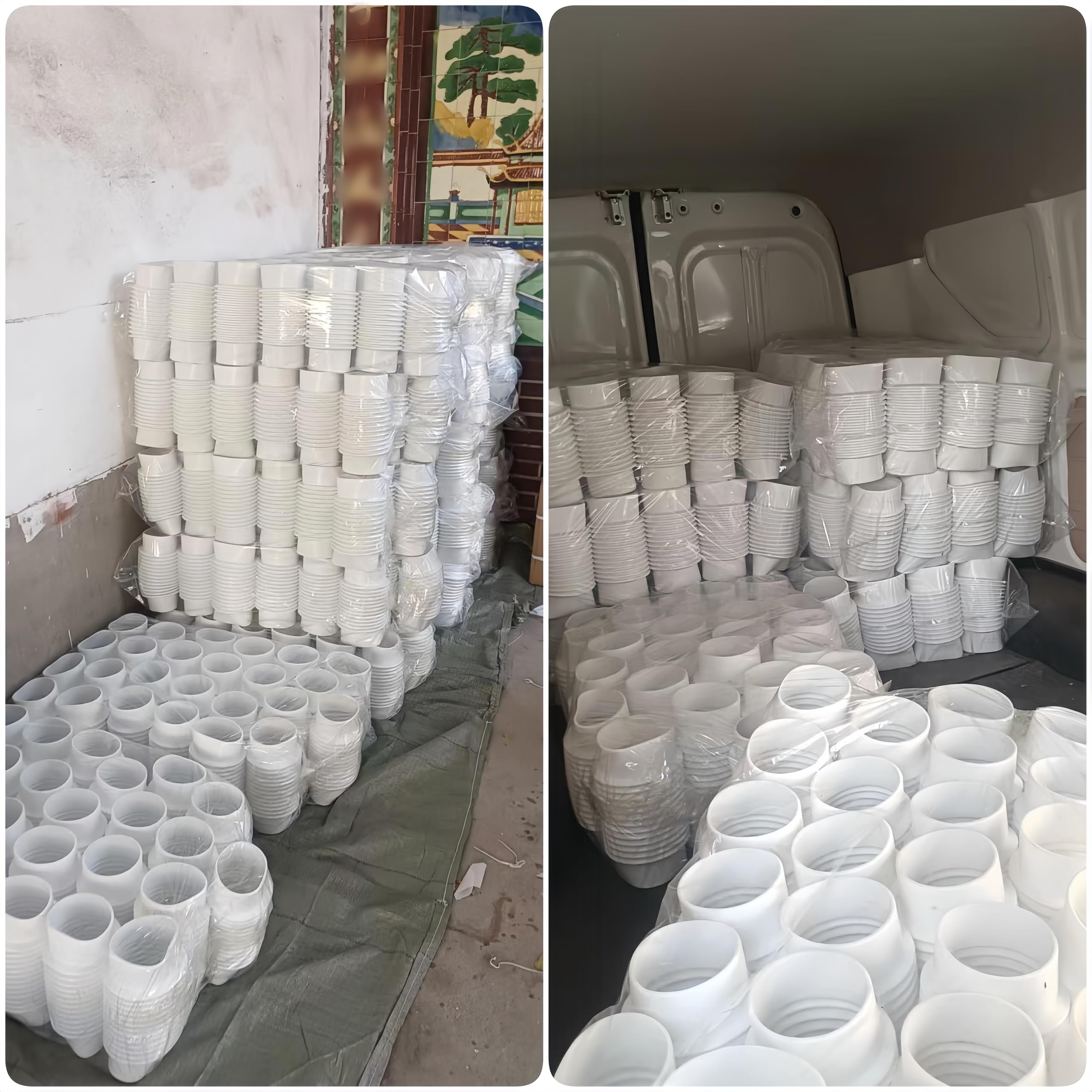Ø 50 mm, Ø 75 mm, Ø 110 mm, Ø 120 mm, Ø 160 mm, Ø 315 mm, falisty wąż gumowy, rura odpływowa PCW, przyłącze wody deszczowej z dwoma obejmami (biały silikon, interfejs I.D. 150 mm, długość 350