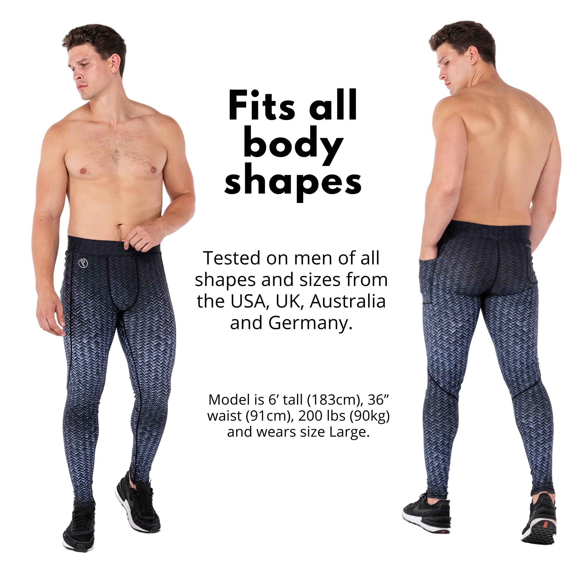 Kapow Meggings Leggings Sportivi Contenitivi da Uomo Performance con Tasche