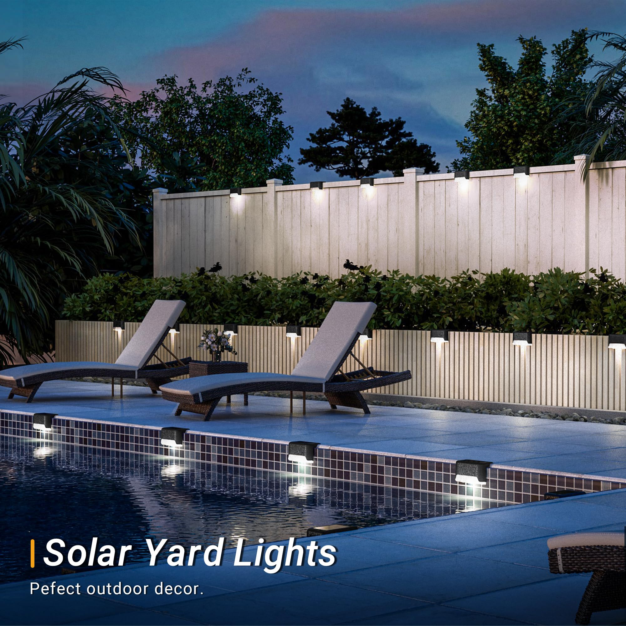 Solpex 12 fanali solari per recinzione, impermeabili, per scale esterne, scale, recinzioni, cortili, terrazze e sentieri (nero, bianco)