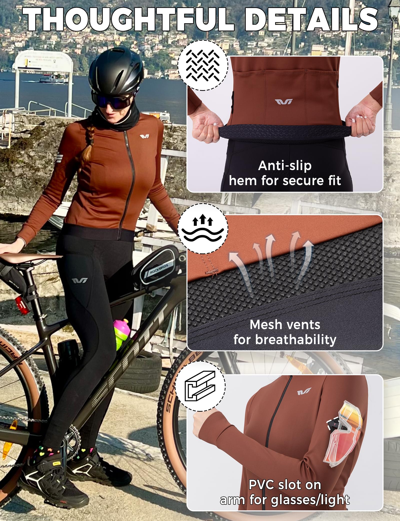 ROCKBROS TVI Radtrikot Damen-Radsporttrikot Langarm Warm Winddicht Winter Fahrradjacke