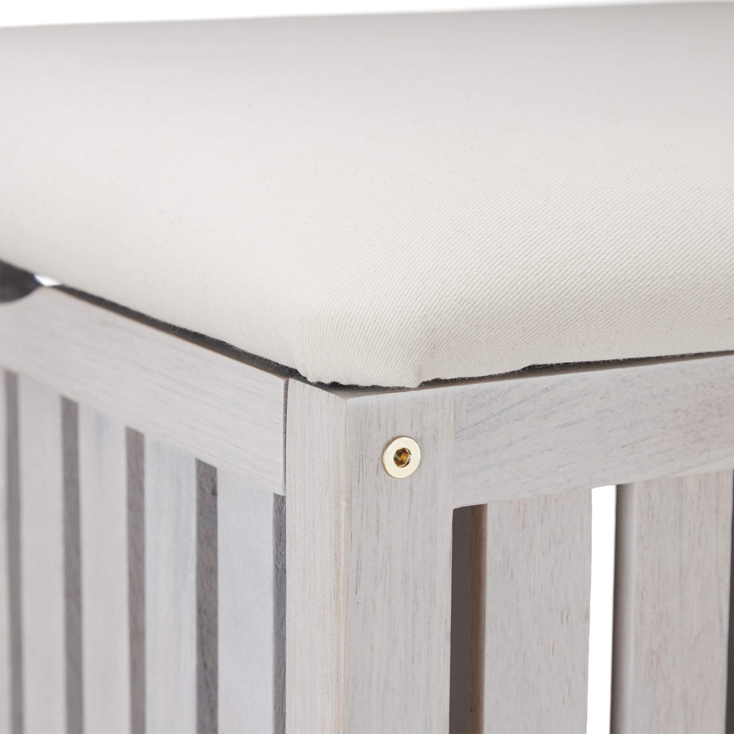 Relaxdays Pouf per Bagno Portabiancheria, Sgabello Contenitore, 40 L, Raccogli Biancheria, Design, 53x41x41 cm, Bianco