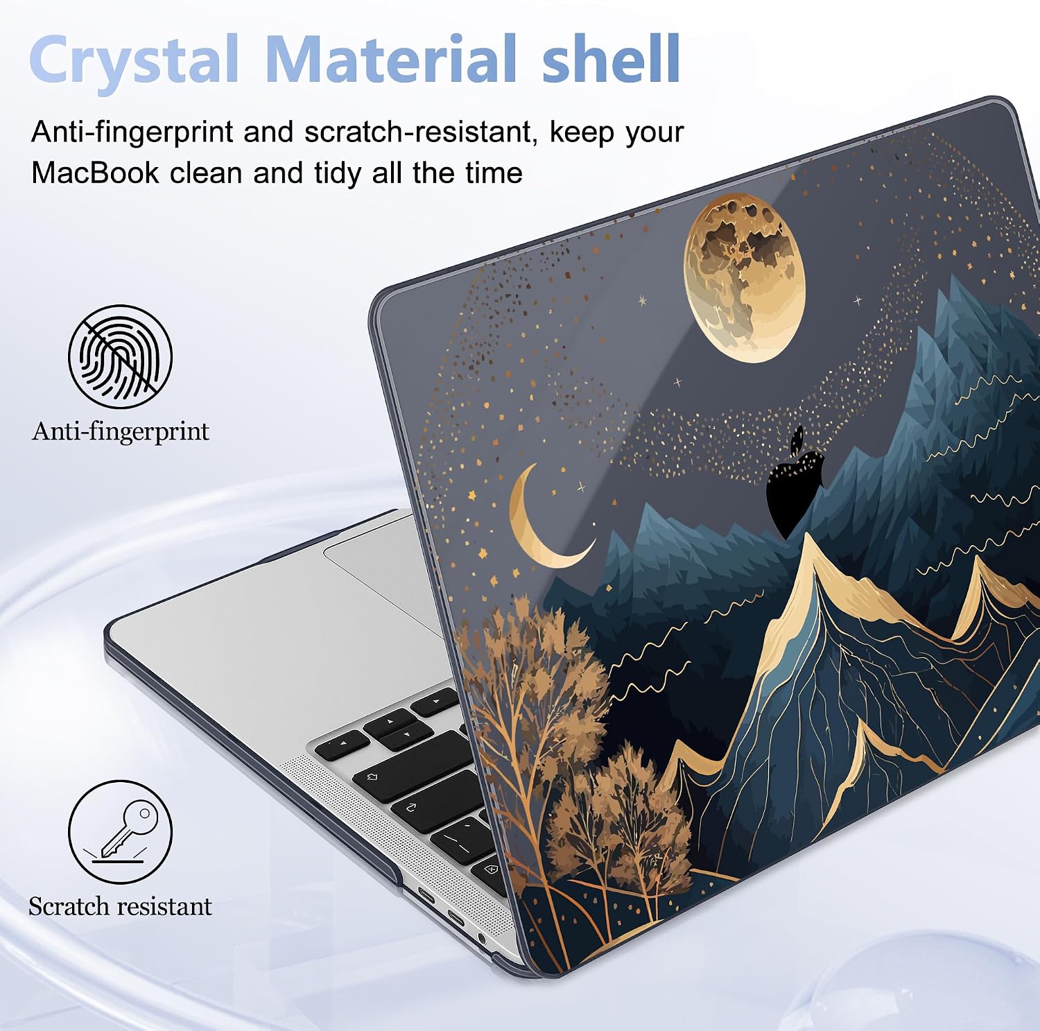 May Chen Compatible with MacBook Pro 16 inch Case 2020 2019 Release A2141 with Touch Bar&Touch ID, Plastic Hard Shell Case with Keyboard Cover + Screen Protector, Starry Mountain