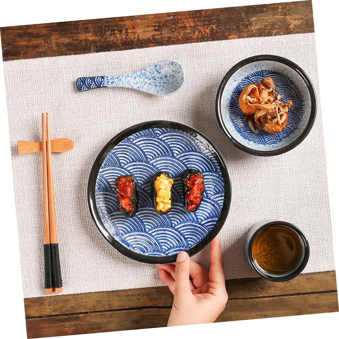 Service de Vaisselle en Céramique Japonaise, 1 Set 4 Pièces