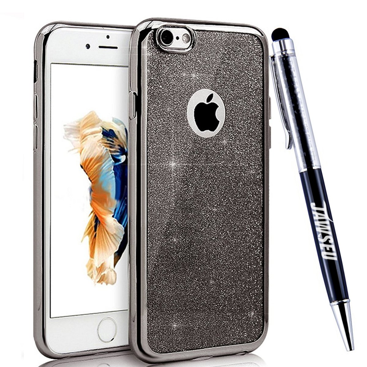 Coque Gel TPU Effet Strass Doré Pour IPhone 6 Plus - Transparente - Neuf - NOVAGO