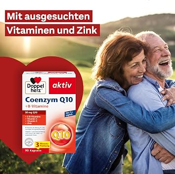 Doppelherz Coenzyme Q10 + B Vitamins - with Zinc Vitamin B6 B12 and C as a Contribution to the Normal Function of the Immune System - 90 Capsules