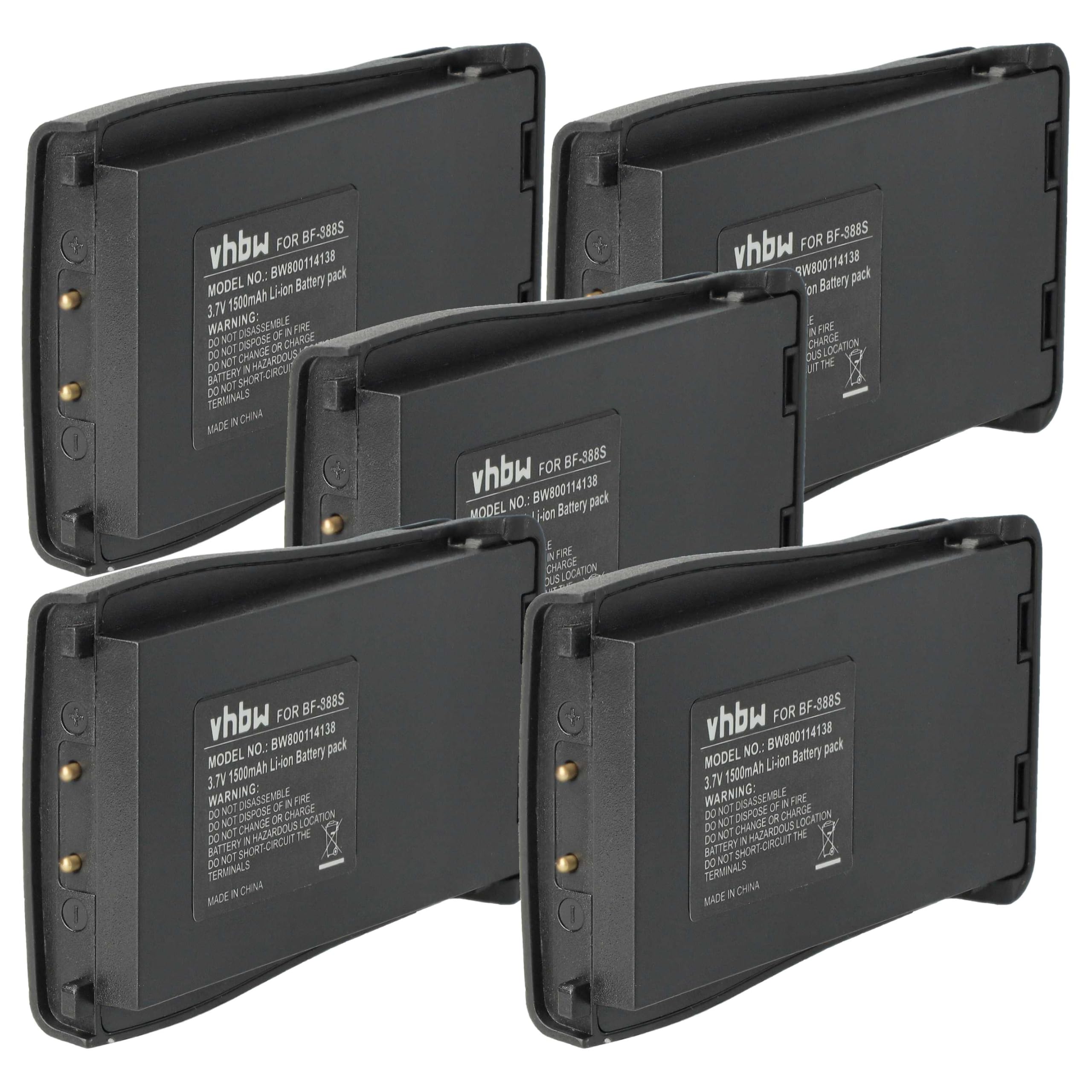 vhbw 5x batteria sostituisce Baofeng BL-1 per radio (1500mAh, 3,7V, Li-Ion)