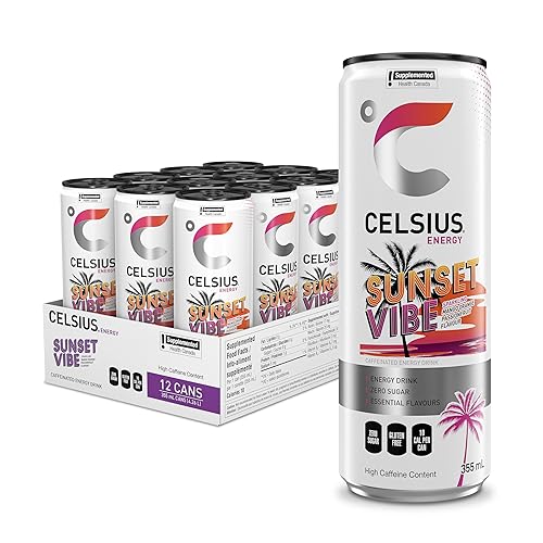CELSIUS Sparkling Sunset Vibe, Zero Sugar Energy Drink, 355ml (Pack of 12) - Sunset Vibe