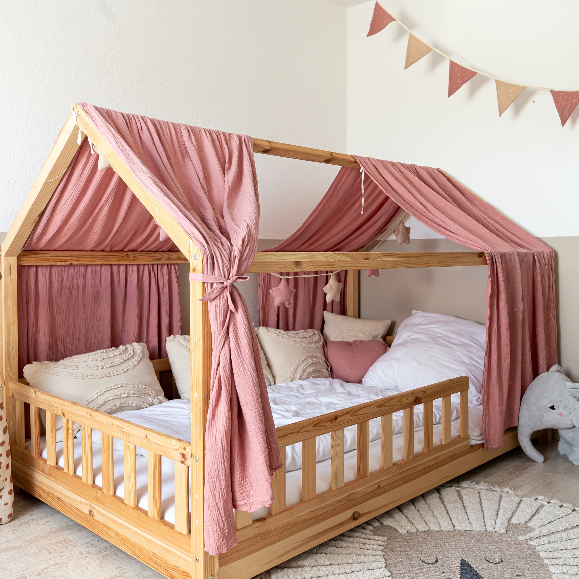 lilimaus Ciel de Lit Cabane Enfant Mousseline [100% Coton] Déco Chambre