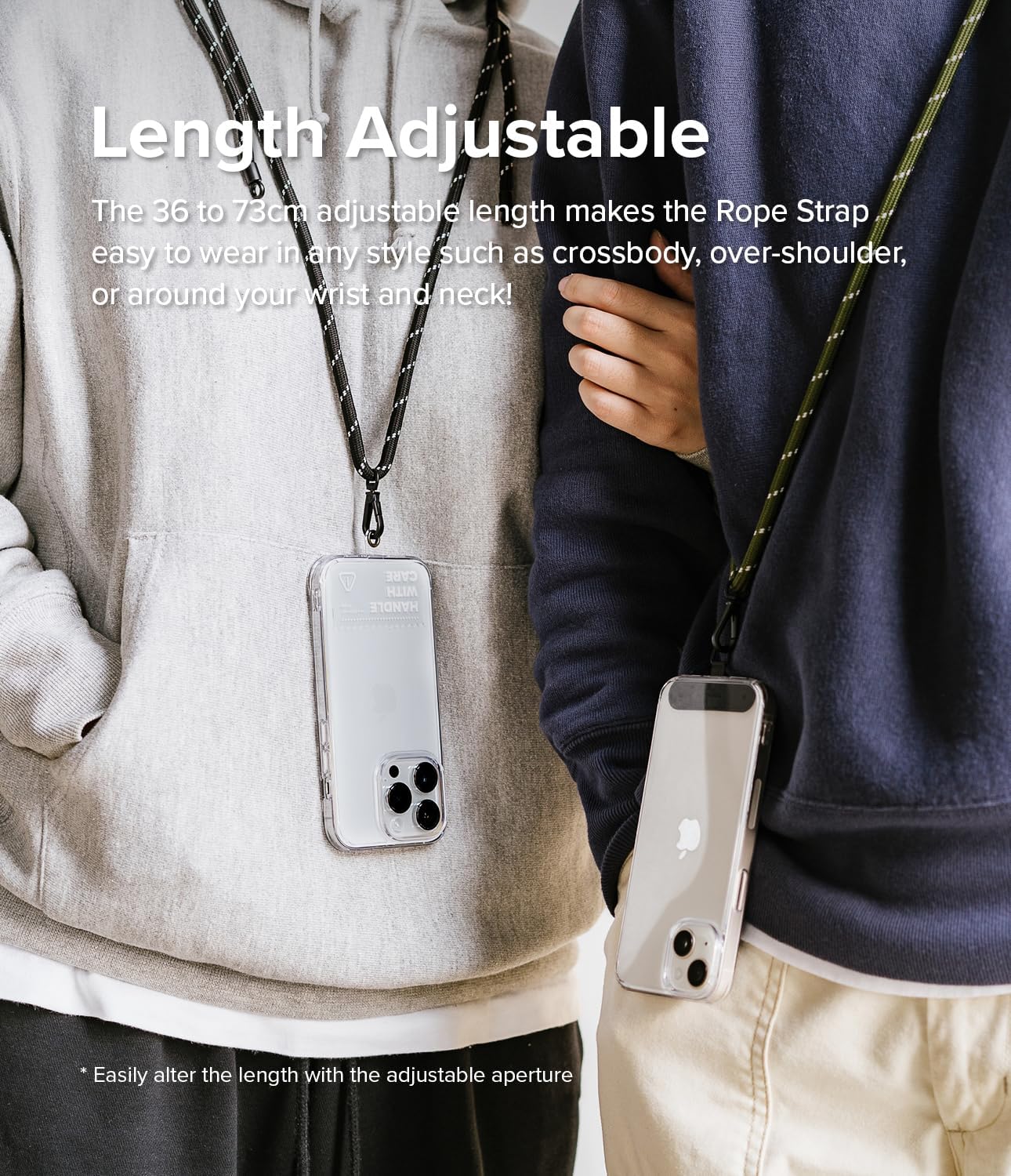 Ringke Holder Link Black, Adjustable Crossbody Strap with Cell Phone Tether Tab, Universal Multifunctional Lanyard Patch