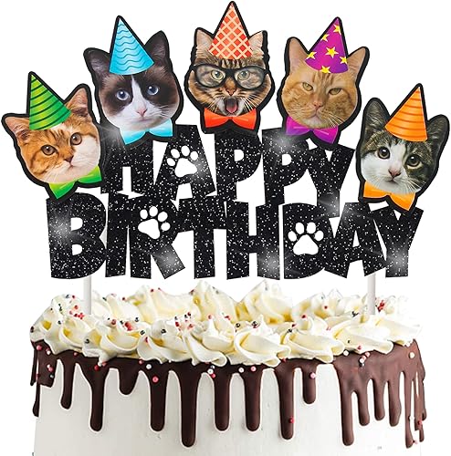 Decoración de pastel de cumpleaños con temática de gato, decoración de pastel para miau, gatito, gato, fiesta de cumpleaños, suministros de baby
