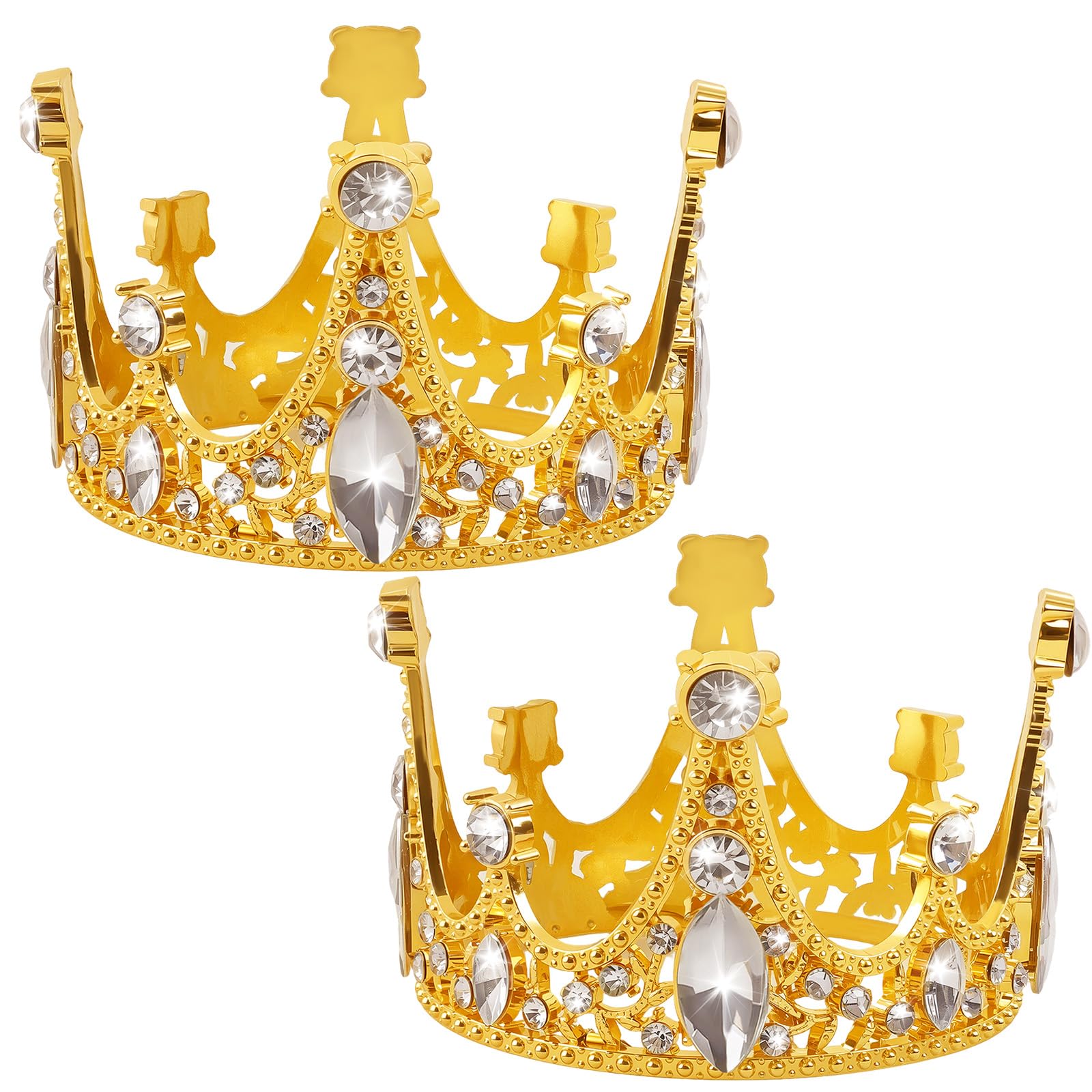 BLMHTWO 2Pcs Crown Cake Topper Gold Silver Small Crown Queen Mini Crown Princess Headpiece Mini Tiara Cake Decoration for Women Lady Girl Bridal Wedding Royal Themed Decor Birthday Party