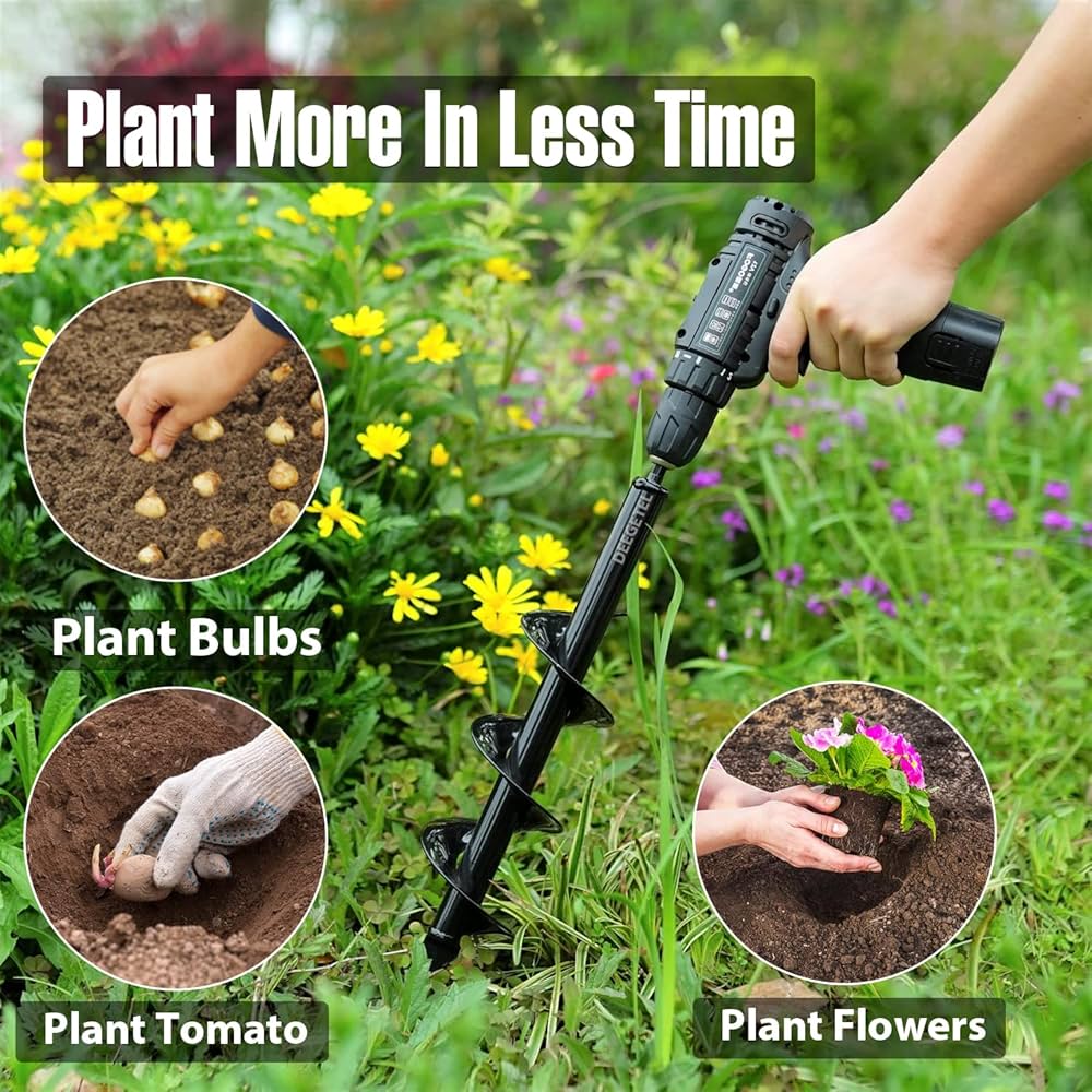 Auger Drill Bit Planting Hole Bulb Bedding Digging Post Hole Planting Tool 3 4 Shaft Auger Hole Digger Replacement Auger Bits Earth Auger Digging Bit