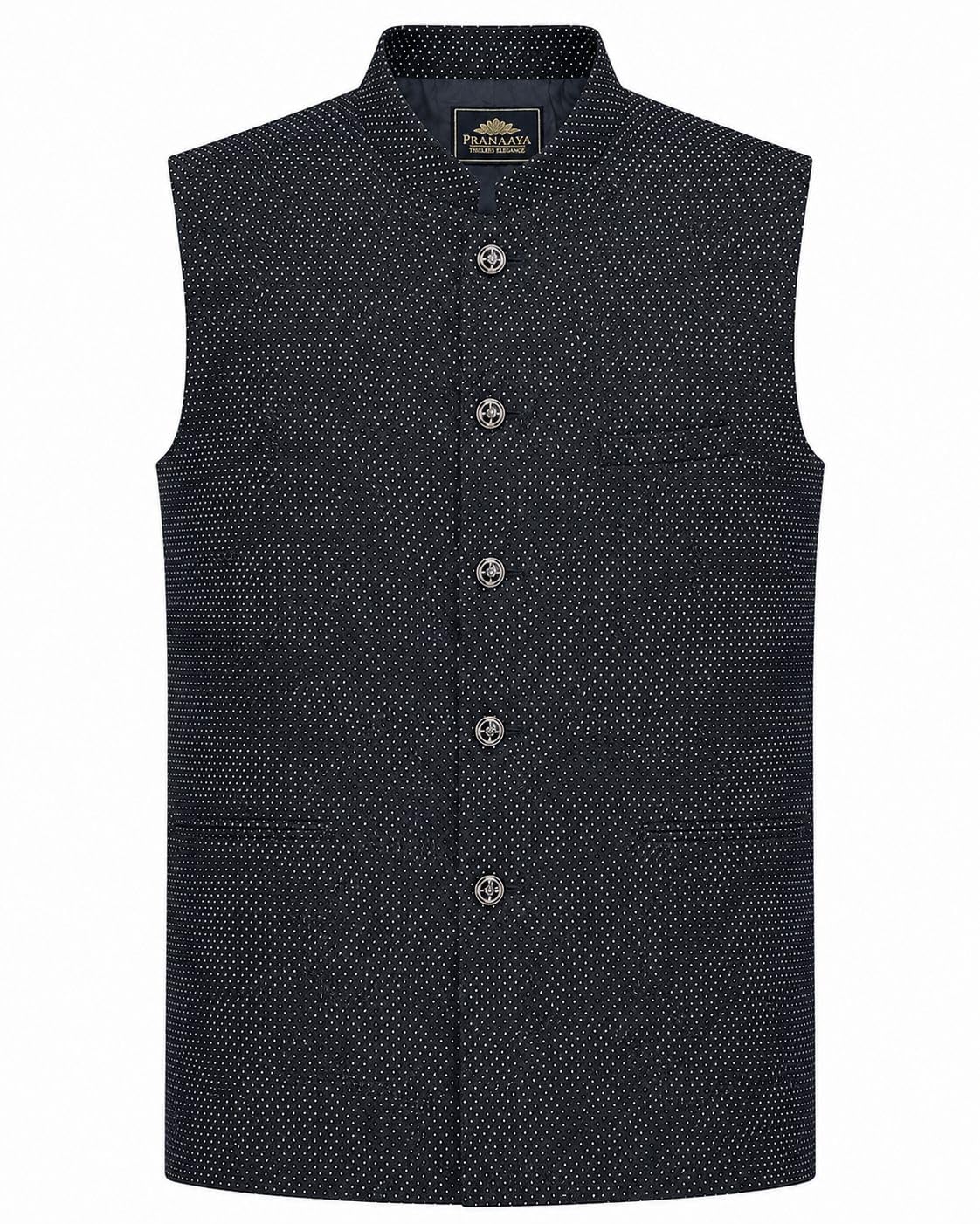 men's poly jacquard nehru jacket | mandarin collar | ethnic waistcoat for wedding, festive & parties