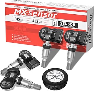 Autel MX-Sensor 2 in 1(315Mhz+433 Mhz) Sensor Programmable TPMS Sensor -OE Level Tire Pressure Monitoring System (Press-in)(Metal Valves,Pack of 4 Sensor)