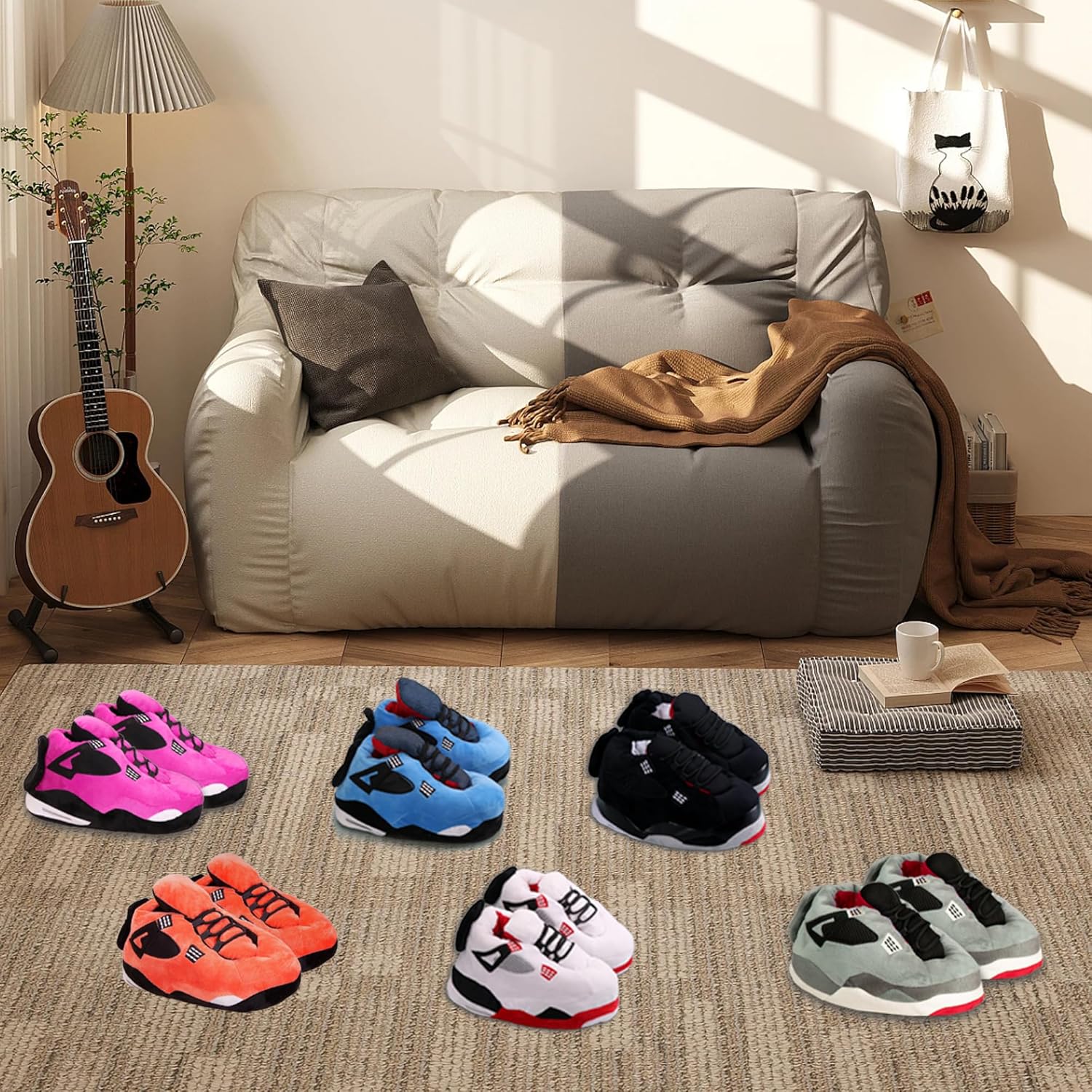 Warm Plush Sneaker Slippers, Trendy Anti-Slip Furry Soft House Shoes Fluffy Unisex Comfy Home Slides One Size Fits Most Indoor Outdoor - Image 3